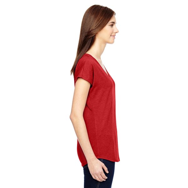Anvil Women s Heather Red Triblend V-Neck T-Shirt For Sale - Image 3